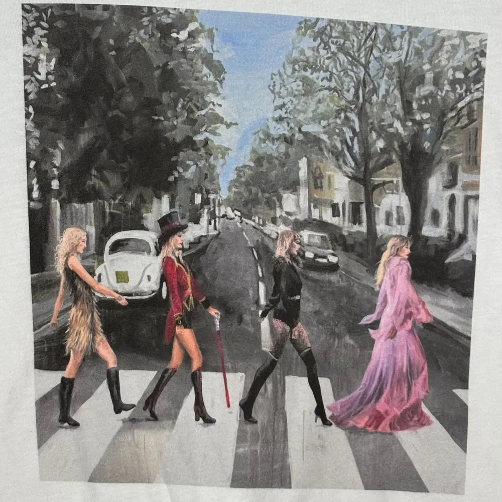 Taylor Swift Eras Tour Beatles Abbey Road White T Shirt Kids XL Womens Small Tee